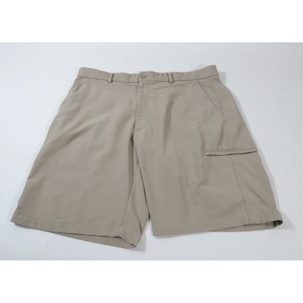 Pebble Beach Shorts Men‎ 36 Tan Performance Flat Front Golf Activewear Spandex